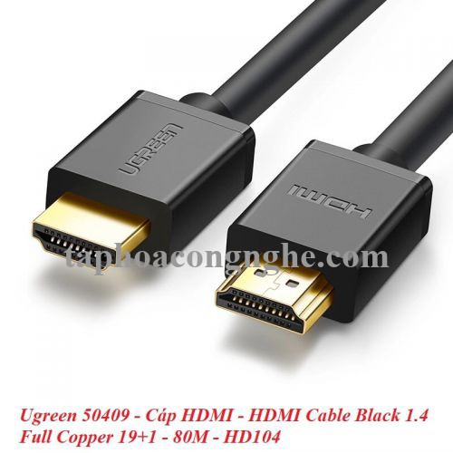 Ugreen 50409 80M màu Đen Cáp tín hiệu HDMI chuẩn 1.4 hỗ trợ phân giải 4K * 2K HD104 30050409